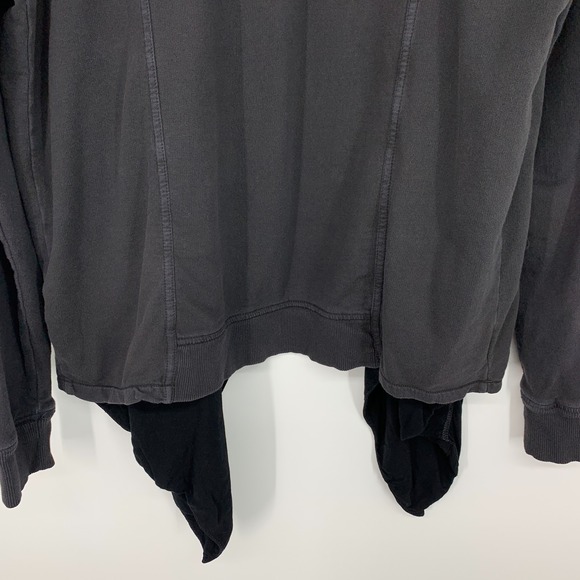 Lucky Brand Cardigan Gray Black Drape Open Front Womens Size Large - Picture 8 of 9